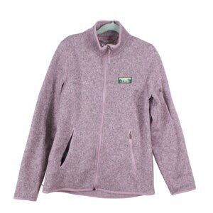 LL Bean Women's Rugged Sweater Fleece Full Zip Jacket Polyester Mauve XS Pet